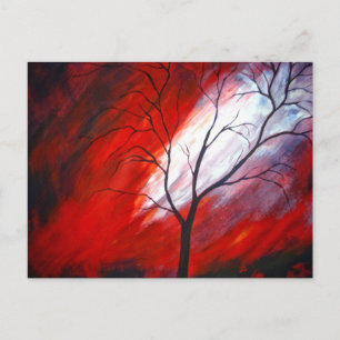 Carte Postale Arbre Abstrait et ciel rouge