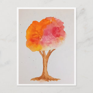 Carte Postale Arbre aquarelle automne récolte feuillage d'automn