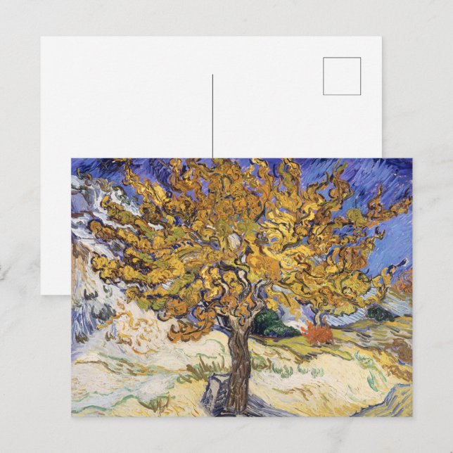 Carte Postale Arbre aux mûres de Van Gogh Tourbillon jaune (Devant / Derrière)