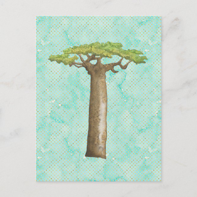 Carte Postale Arbre Baobab aquarelle  (Devant)