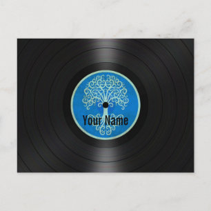 Carte Postale Arbre bleu de vie disque vinyle personnalisé