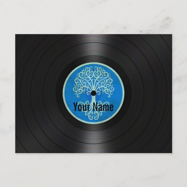 Carte Postale Arbre bleu de vie disque vinyle personnalisé (Devant)