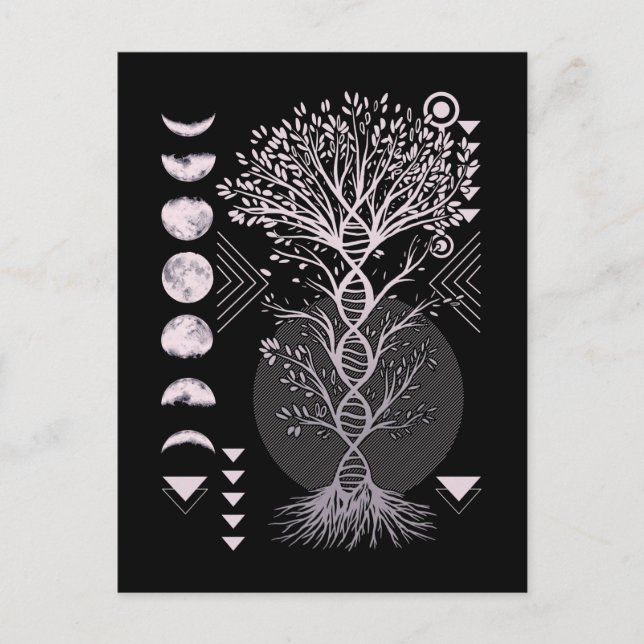 Carte Postale Arbre croissant Phases de la Lune Géométrie de la  (Devant)