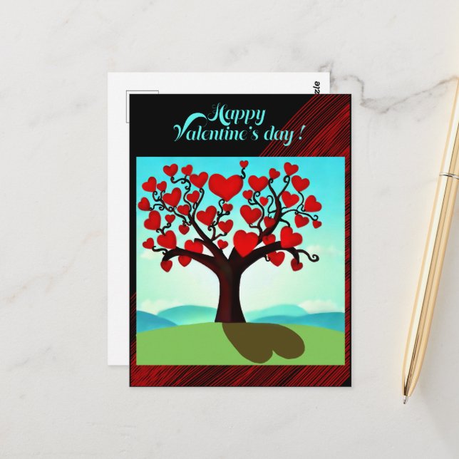 Carte Postale Arbre d’amour - Valentine’s day (Devant/Arrière en situation)