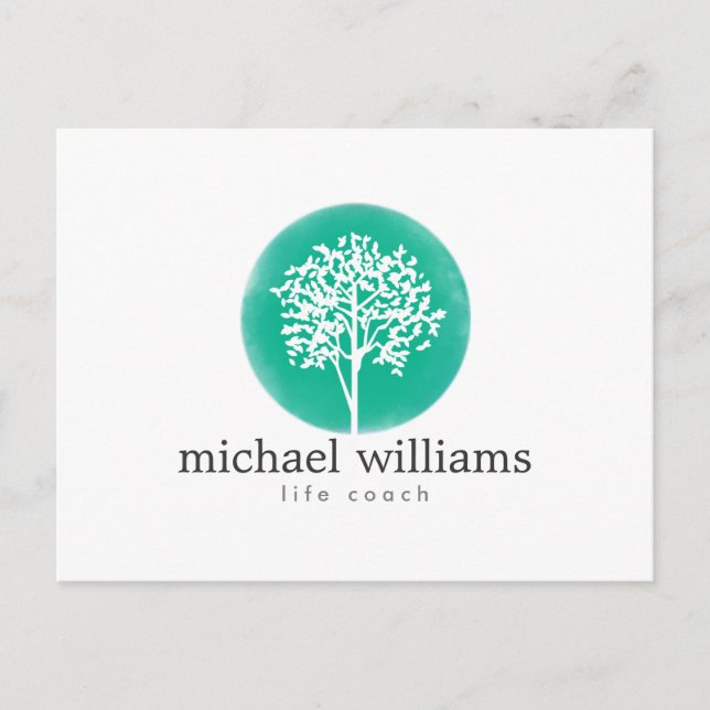 Carte Postale Arbre d'aquarelle verte (Devant)