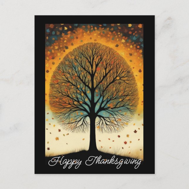 Carte Postale Arbre d'automne Art de Vacances Thanksgiving (Devant)