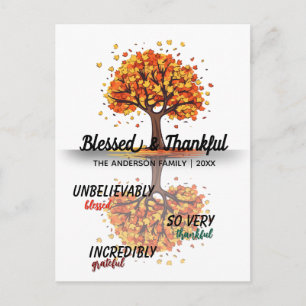 Carte Postale Arbre d'automne heureux Thanksgiving béni