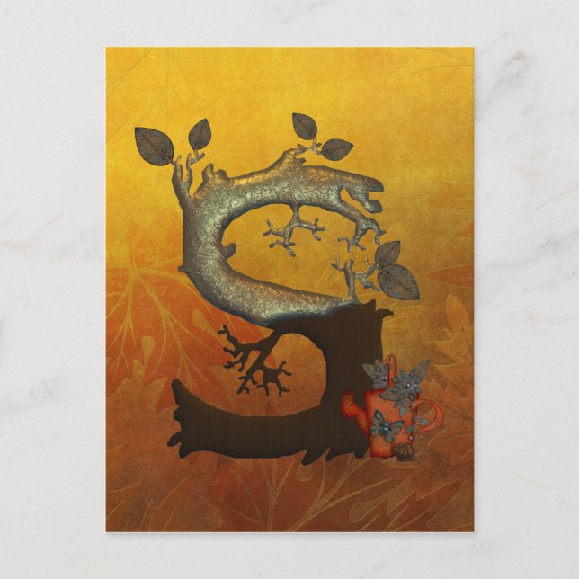 Carte Postale Arbre d'automne Monogramme S (Devant)