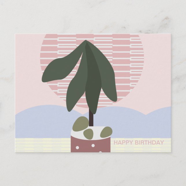 Carte Postale Arbre d'avocat Émouvant Anniversaire Géométrique A (Devant)