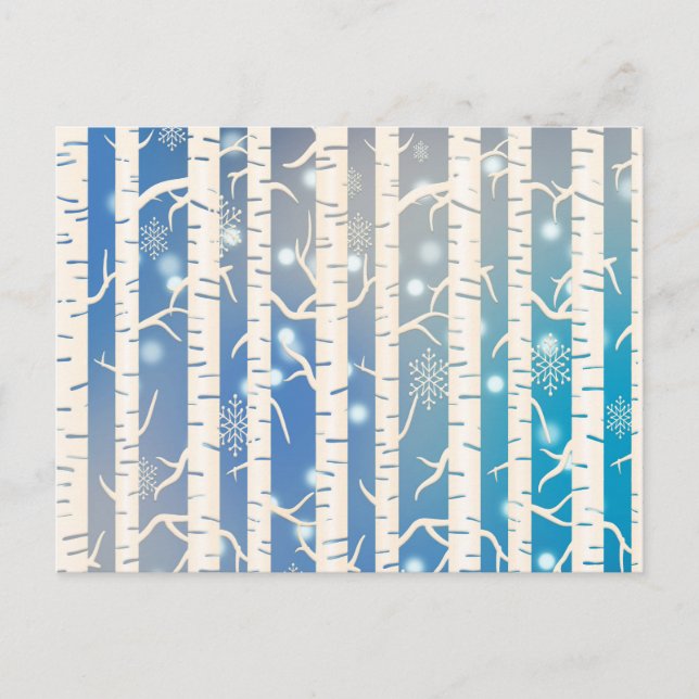 Carte Postale Arbre de bouleau rose et bleu de vacances avec flo (Devant)