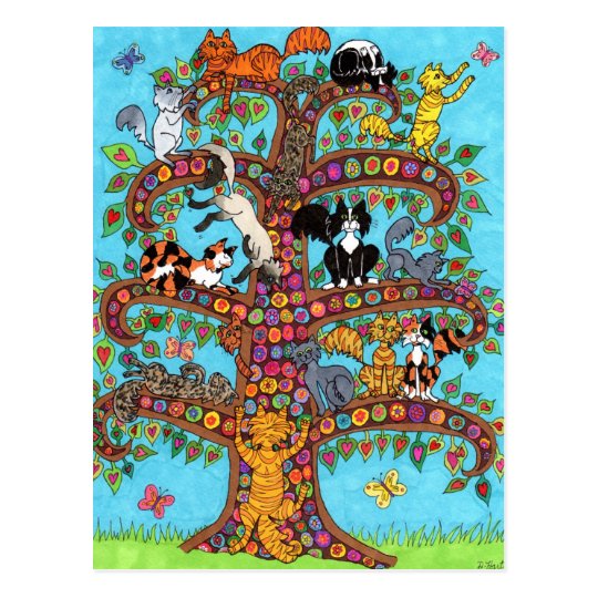 Carte Postale Arbre De Chat De La Vie 2 Zazzle Fr