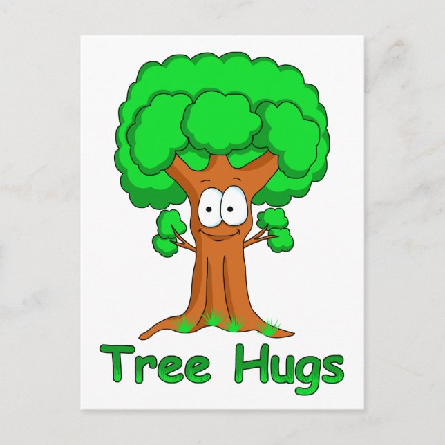 Carte Postale Arbre de dessin animé drôle embrasse (Devant)