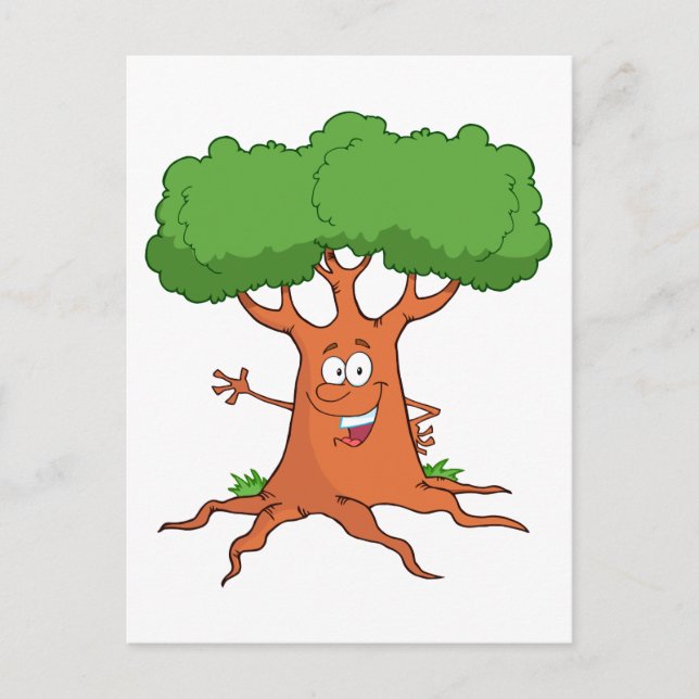 Carte Postale arbre de dessin animé heureux (Devant)