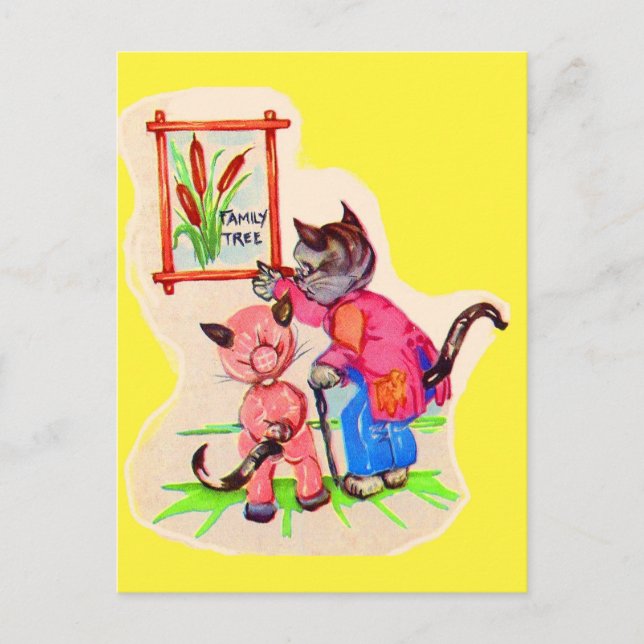 Carte Postale arbre de famille kitty cat (Devant)
