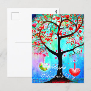 Carte Postale Arbre de la Saint-Valentin à coeur abstrait