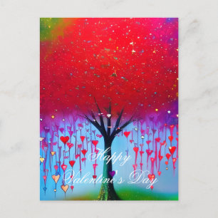 Carte Postale Arbre de la Saint-Valentin aux coeurs dégoulinants