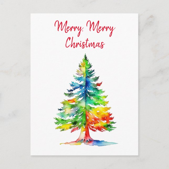 Carte Postale Arbre de Noël aquarelle Joyeux Noël (Devant)