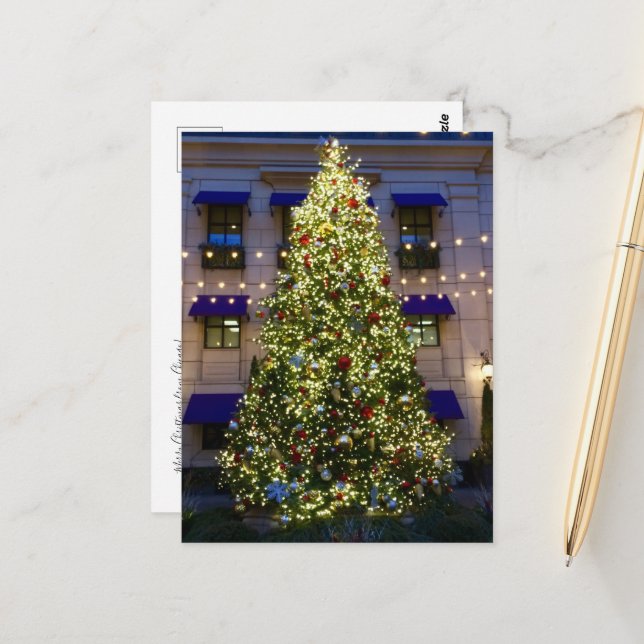Carte Postale Arbre de Noël au Waldorf Astoria Chicago (Devant/Arrière en situation)