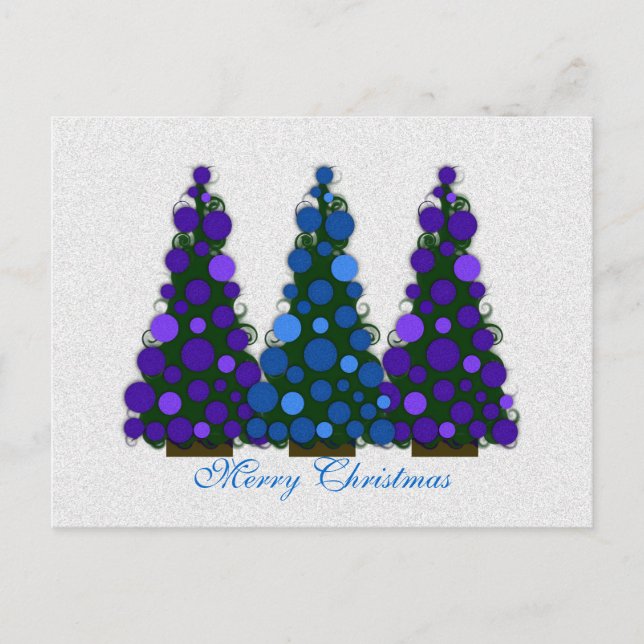 Carte postale Arbre de Noël bleu et violet (Devant)