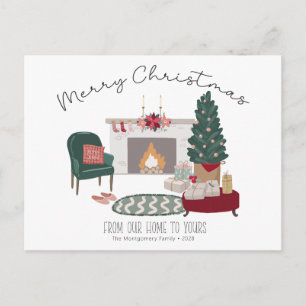 Carte Postale Arbre de Noël Cozy Country Home Joyeux Noël