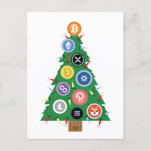 Carte Postale Arbre de Noël Crypto Arbre de Cryptomonnaie