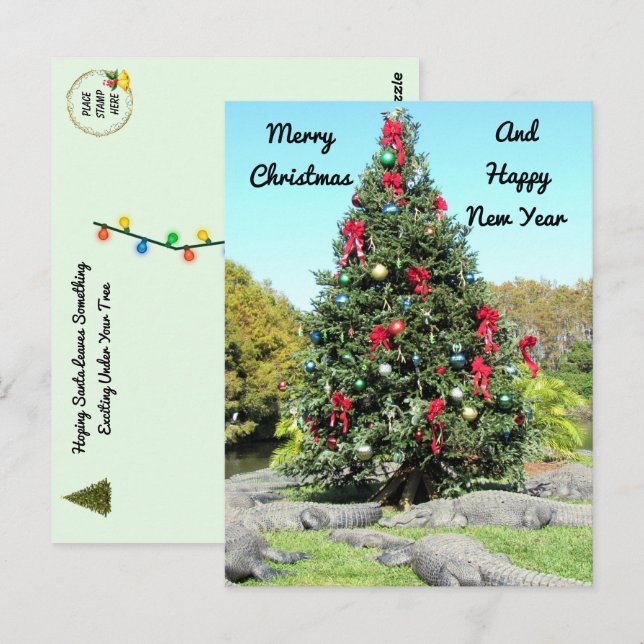 Carte Postale Arbre de Noël de Floride Gator (Devant / Derrière)