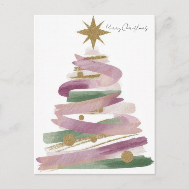 Carte Postale Arbre de Noël de Vœux Festif (Devant)