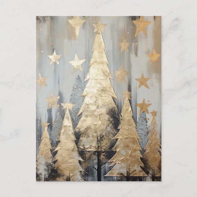 Carte Postale Arbre de Noël doré abstrait (Devant)
