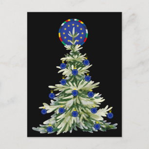 Carte Postale Arbre de Noël - Drapeau de l'Union européenne   Eu