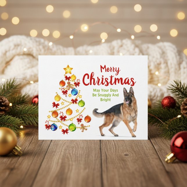 Carte postale Arbre de Noël du berger allemand (German Shepherd Christmas Tree Postcard)