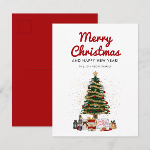 Carte Postale Arbre de Noël Élégant de Fêtes