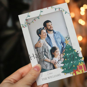 Carte Postale Arbre de Noël Élégant Photo Joyeuses Fêtes