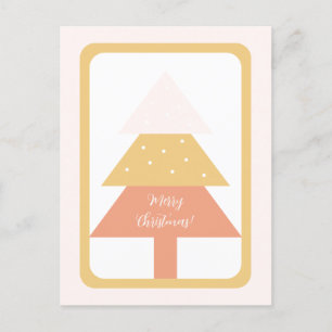 Carte Postale Arbre de Noël Élégant Rose Tons Terreux