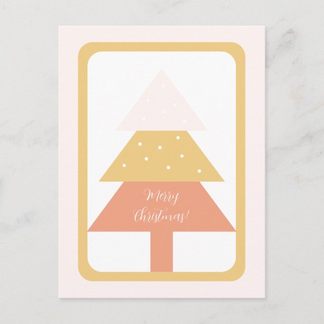 Carte Postale Arbre de Noël Élégant Rose Tons Terreux (Devant)