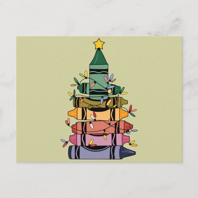 Carte Postale Arbre de Noël Enseignant Vie Cadeau Enseignement (Devant)