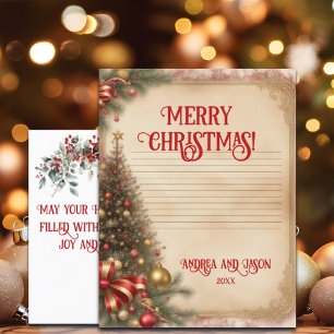 Carte Postale Arbre de Noël et ornements Parties scintillant d'o