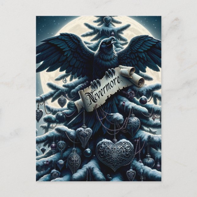 Carte Postale Arbre de Noël gothique Nevermore Raven (Devant)