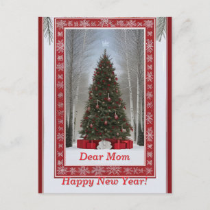 Carte Postale ✨ Arbre de Noël hivernal couvert de neige festive