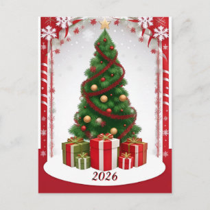 Carte Postale ❄️ Arbre de Noël hivernal festif lumineux 🎄 Noël