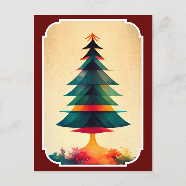 Carte Postale Arbre de Noël Joyfull Design géométrique (Devant)