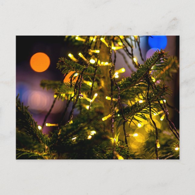 Carte Postale Arbre de Noël, Lumières décoratives (Devant)