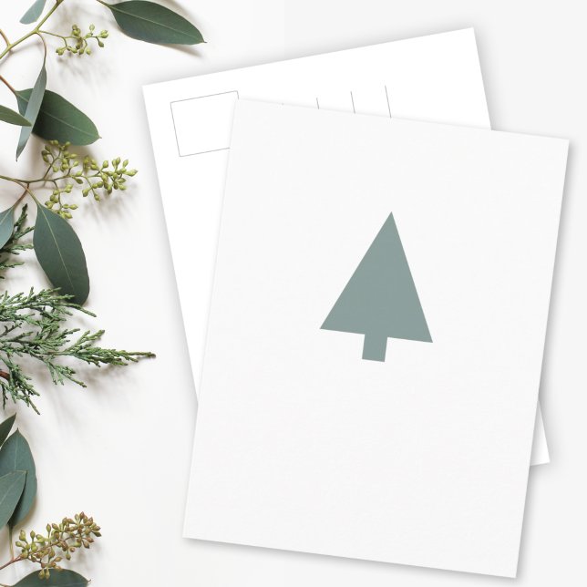 Carte Postale Arbre de Noël minimal | Sage Vert Nettoyage Simple (Créateur téléchargé)