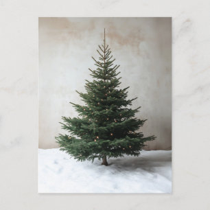 Carte Postale Arbre de Noël minimaliste avec lumière douce sur l