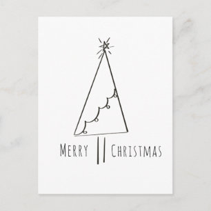 Carte Postale Arbre de Noël minimaliste en ligne d'art