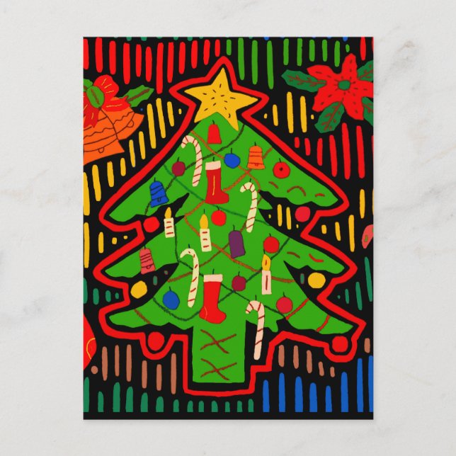 Carte Postale Arbre de Noël Mola de l'île de San Blas (Devant)
