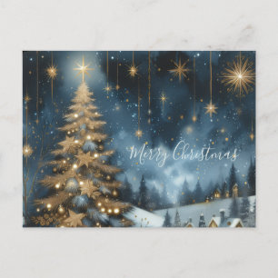 carte postale arbre de Noël & nuit étoilée