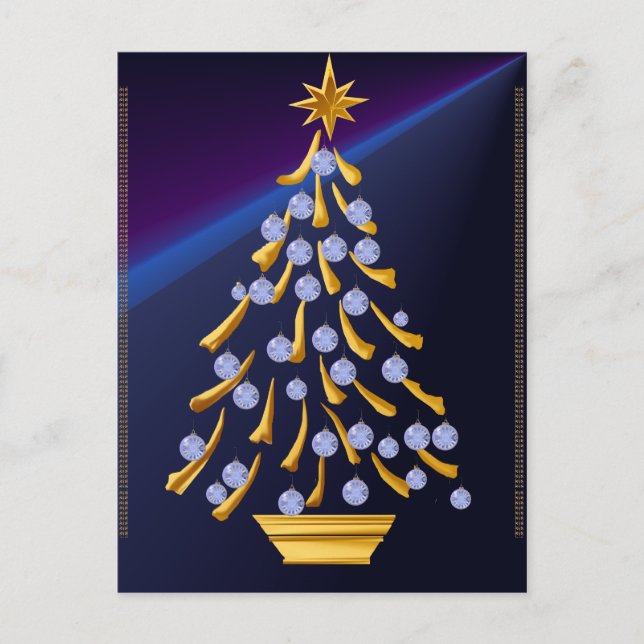 Carte postale Arbre de Noël Or Décoré (Devant)