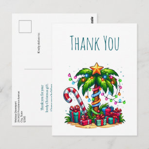 Carte Postale Arbre de Noël Palmier Tropical Merci           