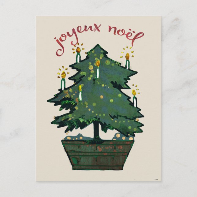 Carte Postale Arbre de Noël retravaillé Joyeux Noel (Devant)
