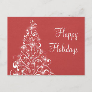 Carte postale Arbre de Noël, Rouge foncé